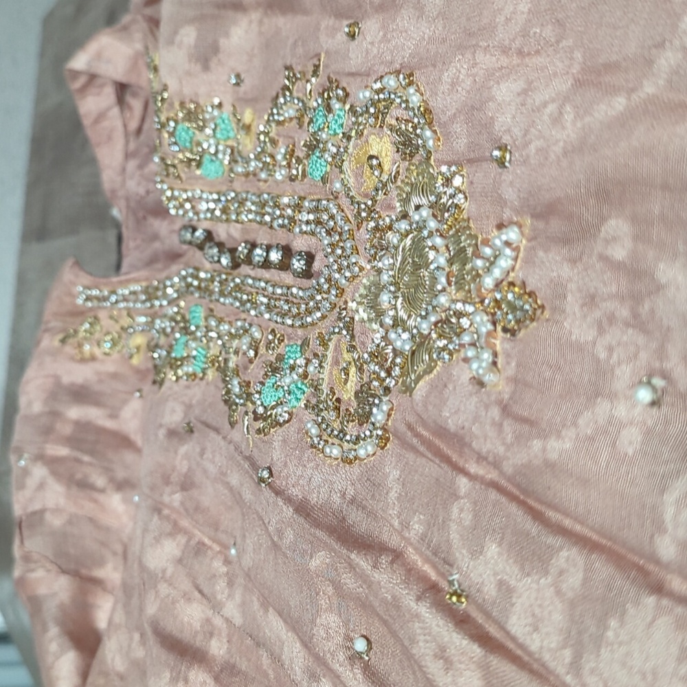 Agha Noor Embroidered Peach Tunic Dress - Picture 10 of 10